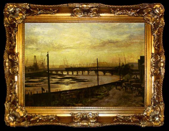 framed  Frederick Mccubbin Falls Bridge, Melbourne, ta009-2